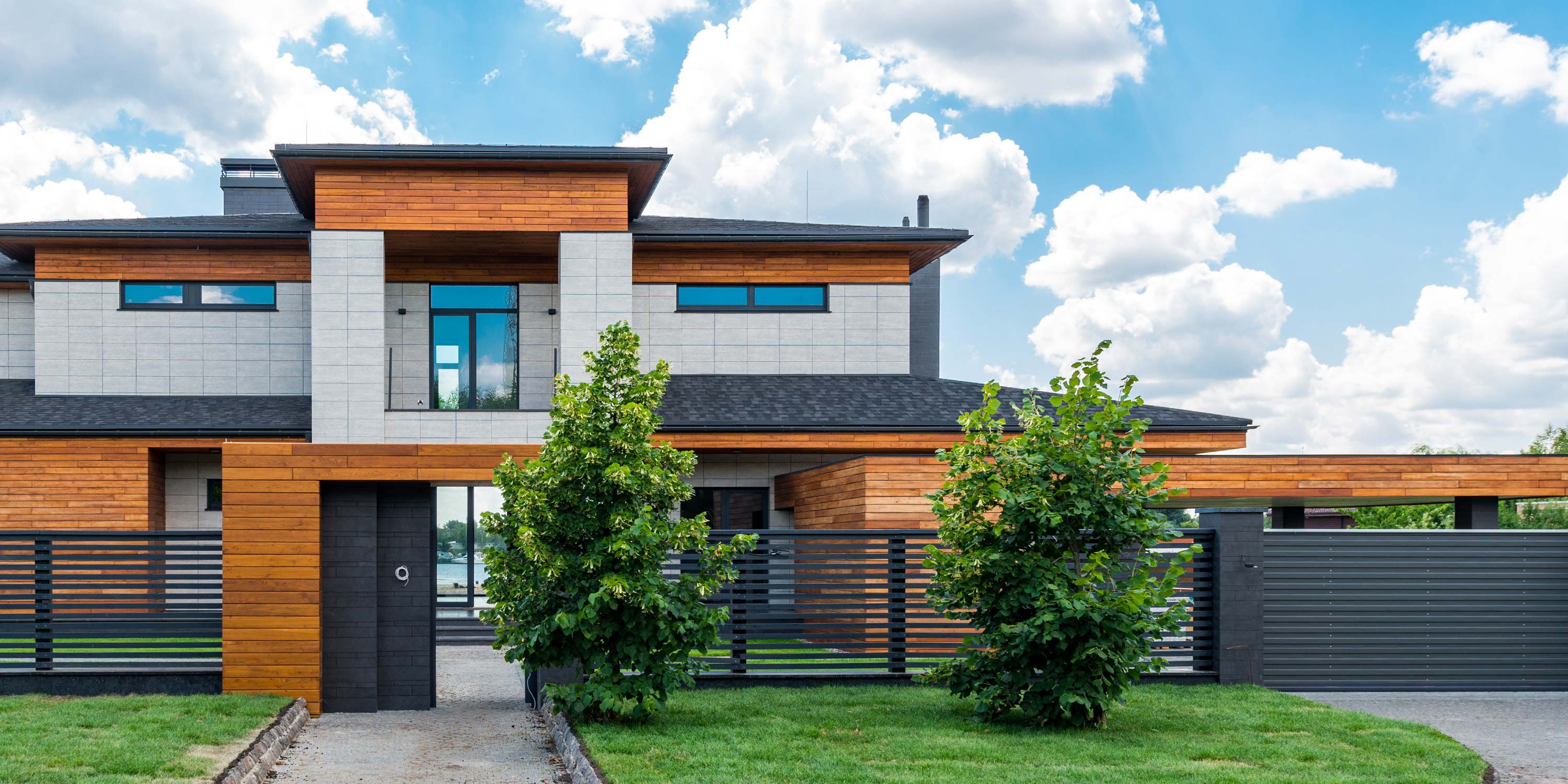 modern home with gated entry