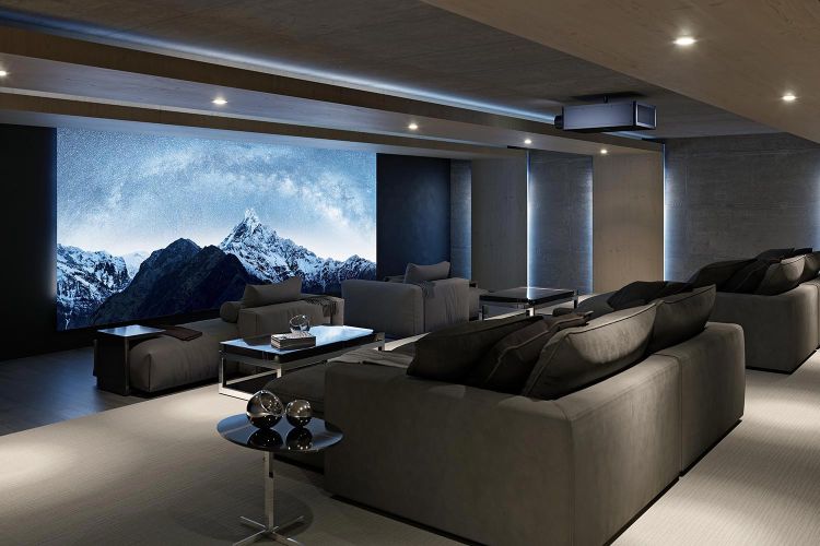 Sony Custom Home Theater in grey and blue colors